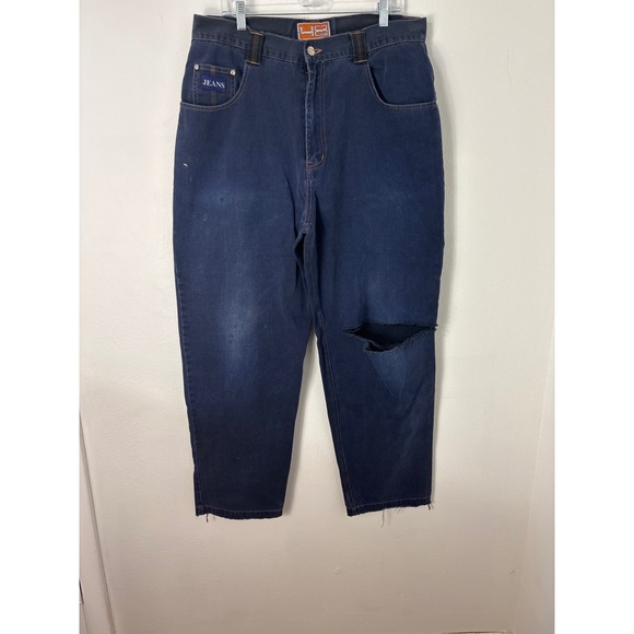 48 Jeans Other - Y2K 48 Jeans Mens 38 Thrashed Hip-Hop Skater‎ Baggy Carpenter Jeans Patches